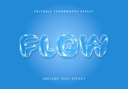Blue And White Water Ripple Text Effect Aqua Glass Rounded Font