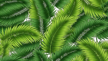 Green Palm Leaves Isolated on White Background