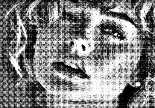 B&W Circle Printing Photo Effect Halftone Monochrome Portrait