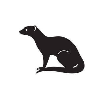 A sleek black vector illustration of a mongoose in a sitting pose against a white background.