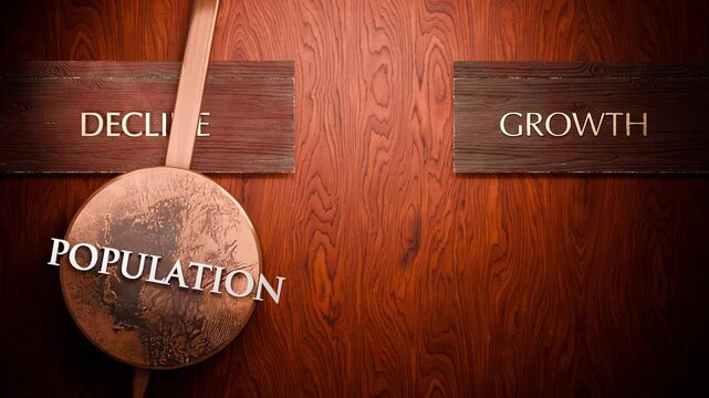 Population swings between decline and growth. Visualizing a repeated pattern of Population that cycles between extremities: decline and growth. Repeating transition from decline to growth.