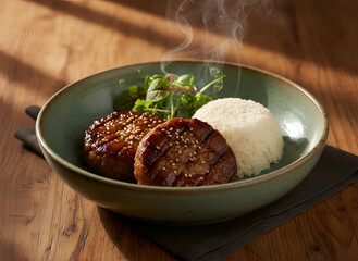 Tteokgalbi &ndash; Traditional Korean Grilled Beef Patty on Dark Background