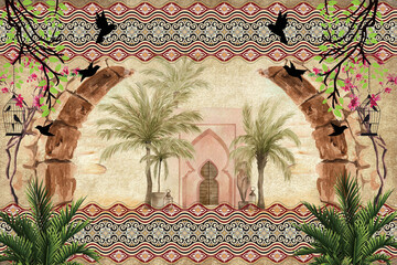 old stone wall with flowers and plants