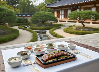 Tteokgalbi &ndash; Traditional Korean Grilled Beef Patty on Dark Background