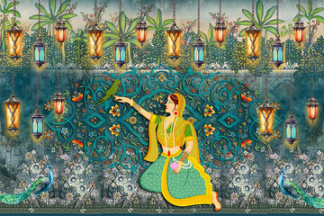 Kurti Dupatta And Allow Borderless Pattern Designs For Digital Printing