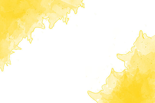 Yellow Watercolor Splash Border with Soft Golden Highlights on Transparent Background