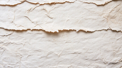 Texture of old rough paper with torn edges, creating a rustic and vintage feel. Great as a background for different uses, adding a sense of history and age.