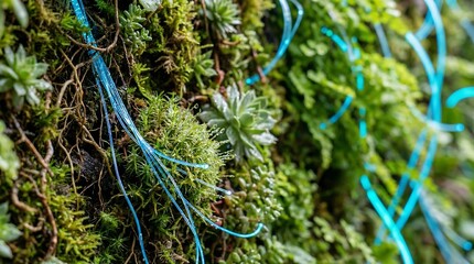 Blue Ribbons on Green Succulent Plant Arrangement