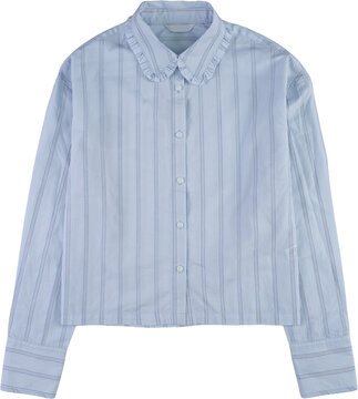 Light blue striped blouse with peter pan collar isolated on transparent background