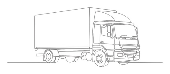 Elegant Single Line Delivery Truck Art - Minimalist Shipping & Logistics Design