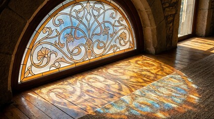 Stained Glass Window Lighting Hallway Floor Design