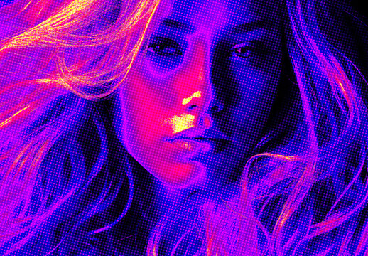 Purple And Magenta Halftone Heatmap Photo Effect