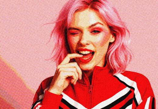 Red And Pink Comic Halftone Dot Photo Effect