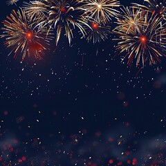 Colorful fireworks with dark copy space
