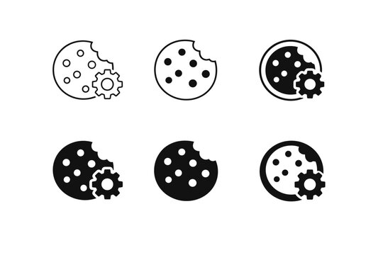 Cookie icons with gear settings, representing data tracking and digital privacy