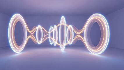 Abstract futuristic glowing rings and energy flow graphic design