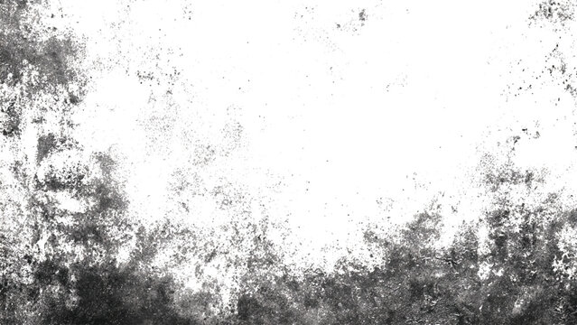 Gray and white abstract textured background with black smudges and speckles
