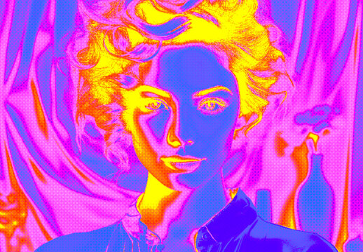 Purple And Yellow Halftone Heatmap Photo Effect