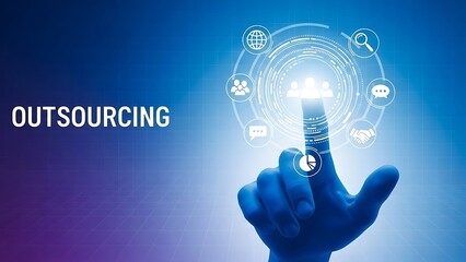 Hand with outsourcing concept and finger business