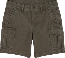 Olive green cargo shorts isolated on transparent background