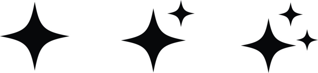 Minimalist sparkle star vector set with glowing starburst forms, crafted for app icons, fantasy graphics, decorative accents, and contemporary digital layouts.