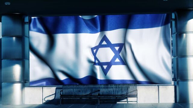  Israel National Waving Flag Displayed on Digital screen at Airport