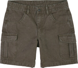 Casual olive cargo shorts isolated on transparent background