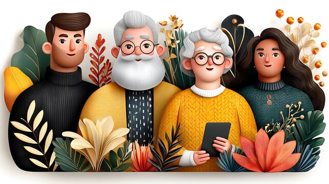 Cute senior characters technology concept high resolution pictures