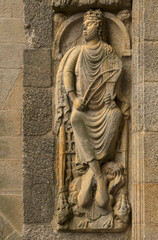 Statue of king David playing his Lyre