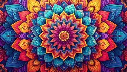 Vibrant mandala design with layered petals