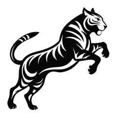 Fototapeta premium jumping tiger line art silhouette vector illustration