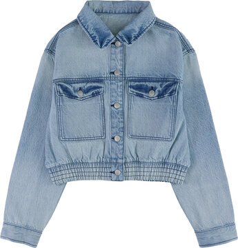 Casual light blue denim jacket isolated on transparent background