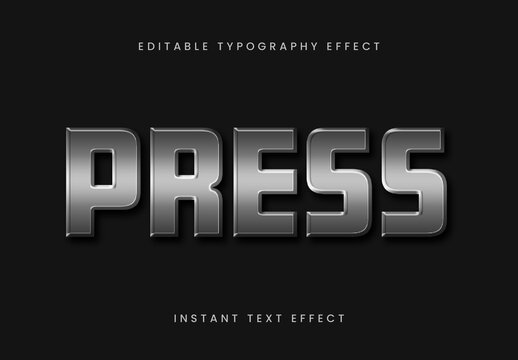 Black And Gray Stamped Metal Text Effect Industrial Strong Bold Font