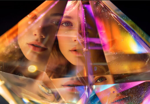 Amber And Purple Crystal Glass Refraction Photo Effect