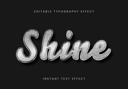 Silver Chrome Metallic Glitter Text Effect Script Shiny Glossy Font