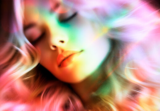 Pink And Green Crystal Glass Refraction Photo Effect