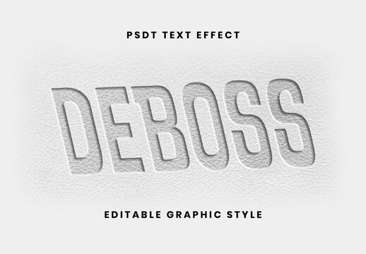 White Embossed Debossed Text Effect Leather Font