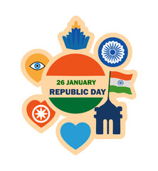 india 26 january  Republic day Sticker 