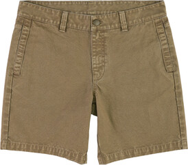 Khaki cotton shorts with classic design isolated on transparent background