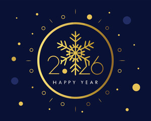Fototapeta premium elegant 2026 happy year design with golden snowflake ornament