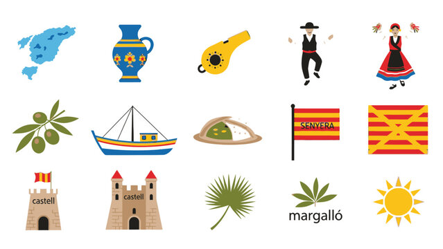 Colorful cultural symbols and from Catalonia vase yellow