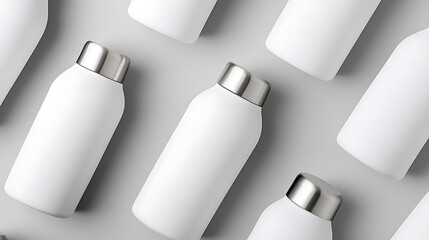 Stay refreshed on the go with these sleek white reusable water bottles! They are stylish, eco-friendly, and perfect for staying hydrated.  Reusable & sustainable.