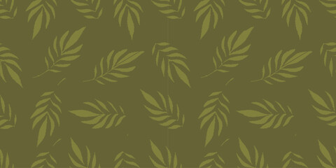 Fototapeta premium Seamless Pattern Silhouette Green Palm Leaf Botanical Element.Vector Illustration