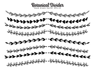 Obraz premium Nature Leaves Divider Vintage Collection Horizontal Border.Vector Illustration