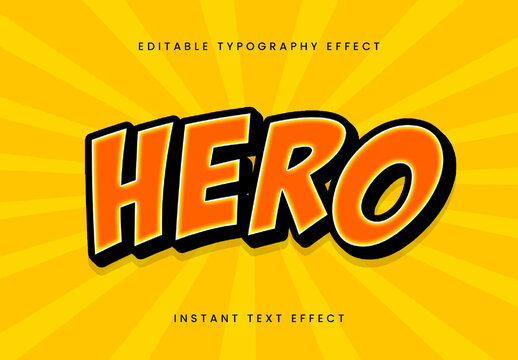 Orange And Red Comic Book Text Effect Hero Cartoon Pop Art Font