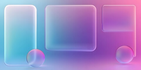 3D glassmorphism background design. Glass overlay effect isolated on abstract background with liquid gradient shapes. Glassmorphism background banner with transparent glass frame template.
