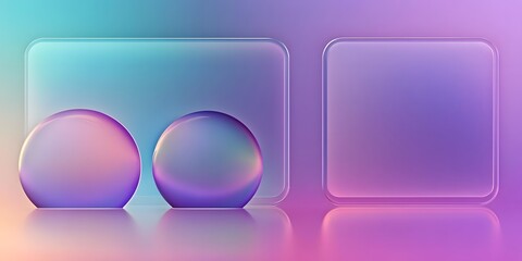 3D glassmorphism background design. Glass overlay effect isolated on abstract background with liquid gradient shapes. Glassmorphism background banner with transparent glass frame template.