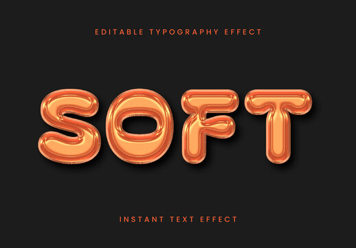 Orange 3D Inflated Text Effect Soft Balloon Font