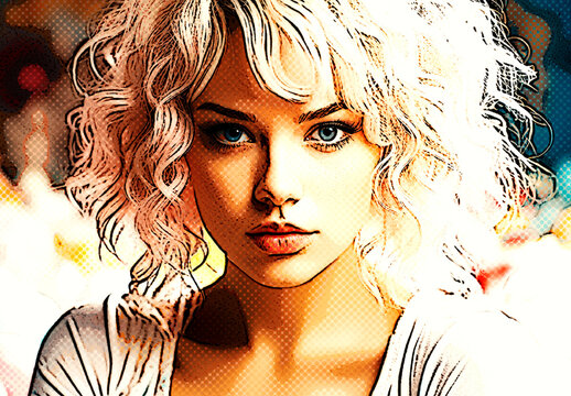Orange And Blue Pop Art Comic Book Photo Effect