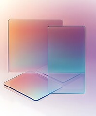 3D glassmorphism background design. Glass overlay effect isolated on abstract background with liquid gradient shapes. Glassmorphism background banner with transparent glass frame template.